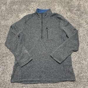 Woolrich Mens Quarter Zip Pullover Sweater Size M Gray Fleece Knit Long Sleeve